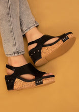Load image into Gallery viewer, Beautiful Denim Cork Style Wedge Sandals-Plus Size Dream Girl
