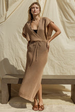 Load image into Gallery viewer, Mocha Knit Deep V Cover-Up Maxi Dress-Plus Size Dream Girl
