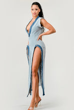 Load image into Gallery viewer, Denim Trip Pullover Dress-Plus Size Dream Girl
