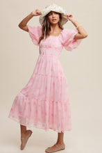 Load image into Gallery viewer, Flower Embroidered Puff Sleeve Tiered Maxi Dress-Plus Size Dream Girl
