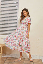 Load image into Gallery viewer, White Multicolor Ruffled Tiered Floral Midi Dress-Plus Size Dream Girl
