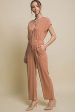 Load image into Gallery viewer, Casual Chic Coral Short Sleeve V-Neck Pocketed Jumpsuit-Plus Size Dream Girl
