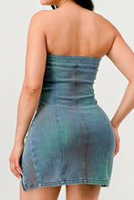 Load image into Gallery viewer, Denim Strapless Rush Hour Dress-Plus Size Dream Girl
