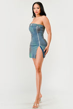 Load image into Gallery viewer, Denim Strapless Rush Hour Dress-Plus Size Dream Girl
