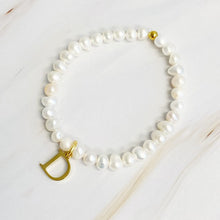 Load image into Gallery viewer, Freshwater Pearl Initial Charm 18 Carat Gold Bracelet-Plus Size Dream Girl

