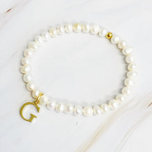 Load image into Gallery viewer, Freshwater Pearl Initial Charm 18 Carat Gold Bracelet-Plus Size Dream Girl
