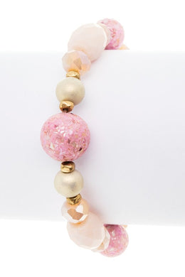 Rose Pink Mix Beads Bracelet-Plus Size Dream Girl