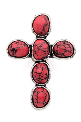Stone Cross Red Iconic Stretch Ring-Plus Size Dream Girl