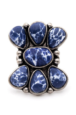 Iconic Blue Western Stone Stretch Ring-Plus Size Dream Girl
