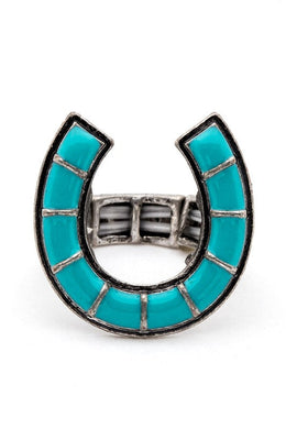 Turquoise Horse Shoe Iconic Western Stretch Ring-Plus Size Dream Girl