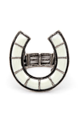 White Horse Shoe Iconic Western Stretch Ring-Plus Size Dream Girl