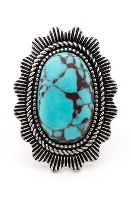 Turquoise Oversized Western Stone Ring-Plus Size Dream Girl