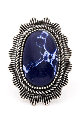 Royal Blue Oversized Western Stone Ring-Plus Size Dream Girl