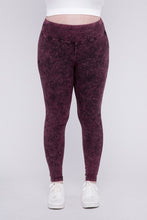Load image into Gallery viewer, Plus Mineral Washed Burgundy Wide Waistband Yoga Leggings-Plus Size Dream Girl

