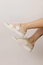 Load image into Gallery viewer, Glitter Star Low Top Beige Lace Up Sneakers-Plus Size Dream Girl
