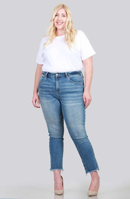Plus Size Medium Blue Relaxed Skinny Jeans-Plus Size Dream Girl