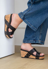 Load image into Gallery viewer, Pretty Stylish Black Open Toe Cork Style Wedge Sandals-Plus Size Dream Girl
