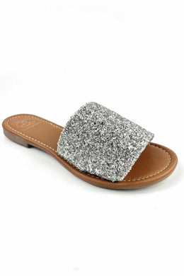 Silver Glitter Handmade Sandals-Plus Size Dream Girl