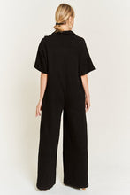 Load image into Gallery viewer, Fashionable Black Basic Collar Shirt Wide leg Jumpsuit-Plus Size Dream Girl
