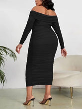 Load image into Gallery viewer, Plus Size Off Shoulder Ruched Party Dress-Plus Size Dream Girl
