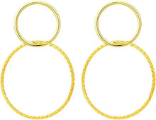 Load image into Gallery viewer, Gold Dangle Hoop Earrings-Plus Size Dream Girl
