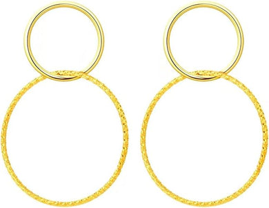 Gold Dangle Hoop Earrings-Plus Size Dream Girl