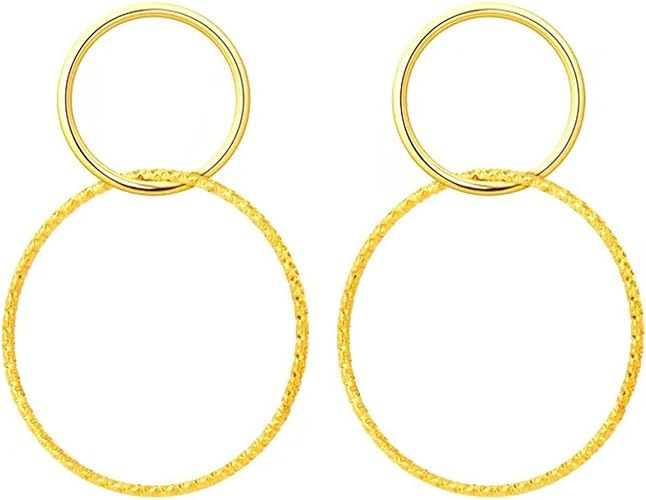 Gold Dangle Hoop Earrings-Plus Size Dream Girl