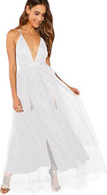 Load image into Gallery viewer, Chiffon White Tulle Mesh Sleeveless Cocktail Maxi Dress-Plus Size Dream Girl
