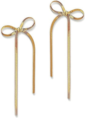 Bow Ribbon Trendy Waterfall Earrings-Plus Size Dream Girl