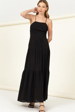Said Yes Black Sleeveless Tiered Maxi Dress-Plus Size Dream Girl