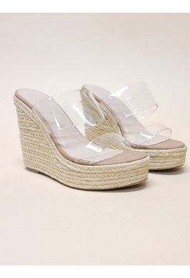 Naturally Clear Open Toe Wedge Sandals-Plus Size Dream Girl