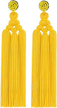 Load image into Gallery viewer, Handmade Yellow Boho Tassel Fringe Earrings-Plus Size Dream Girl
