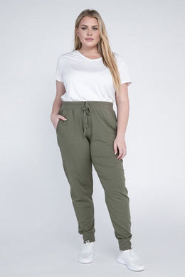 Plus Size Olive Green Comfy Chic Casual Jogger Pants-Plus Size Dream Girl