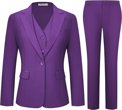 Bridgerton Purple 3pc Women's Blazer & Pants Suit-Plus Size Dream Girl