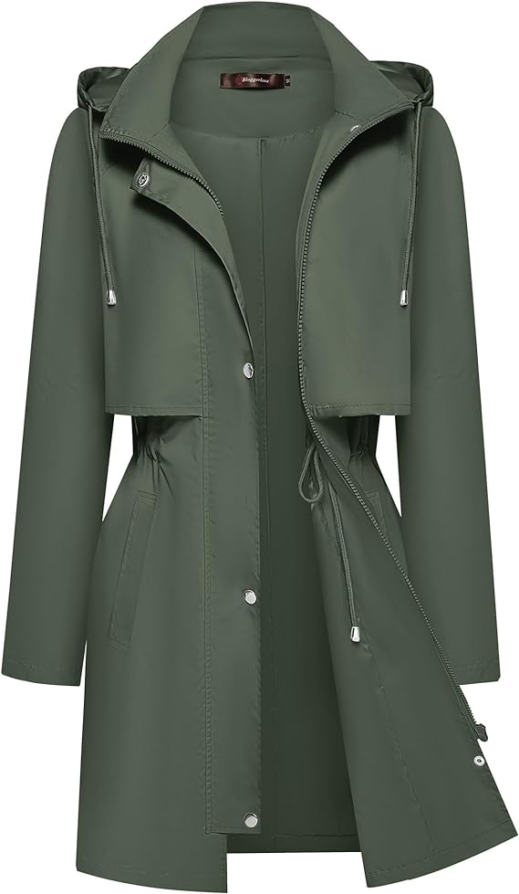 Women's Layered Hooded Trench Coat-Plus Size Dream Girl