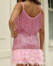 Load image into Gallery viewer, Plus Size Pink Feather Sequin Sparkle Cocktail Party Dress-Plus Size Dream Girl
