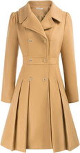 Load image into Gallery viewer, Brighton Peplum Long Sleeve Pleated Wool Coat-Plus Size Dream Girl
