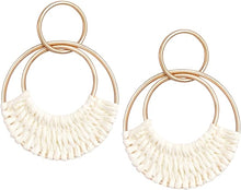 Load image into Gallery viewer, Rounded Gold Rattan Dangle Earrings-Plus Size Dream Girl
