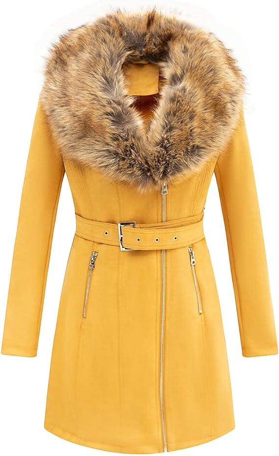 Juliet Chic Faux Fur Belted Long Sleeve Coat-Plus Size Dream Girl
