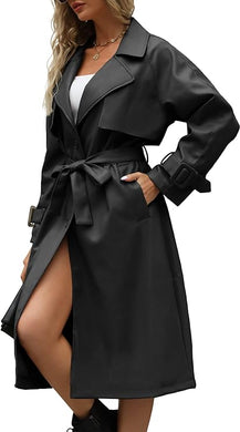 Olivia Double Breasted Long Sleeve Trench Coat-Plus Size Dream Girl