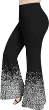 Load image into Gallery viewer, High Waist Black w/Silver Sparkles Flare Pants-Plus Size Dream Girl

