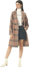 Load image into Gallery viewer, Vintage Style Plaid Long Sleeve Wool Trench Coat-Plus Size Dream Girl
