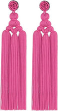 Load image into Gallery viewer, Handmade Pink Boho Tassel Fringe Earrings-Plus Size Dream Girl
