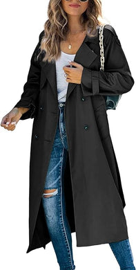 Stylish Double Breasted Lapel Trench Coat-Plus Size Dream Girl