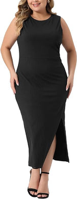 Plus Size Black Sleeveless Chic Maxi Dress-Plus Size Dream Girl