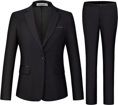 Oxford Chic Women's Black One Button Blazer & Suit-Plus Size Dream Girl