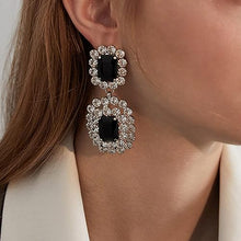 Load image into Gallery viewer, Rhinestone Black Trendy Earrings-Plus Size Dream Girl
