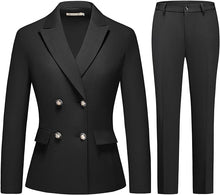 Load image into Gallery viewer, Women&#39;s Navy Blue English Blazer &amp; Pants Suit Set-Plus Size Dream Girl

