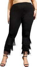 Load image into Gallery viewer, Plus Size Black Fringe Pants-Plus Size Dream Girl
