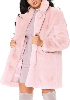 Winter In Paris Long Sleeve Faux Fur Coat-Plus Size Dream Girl